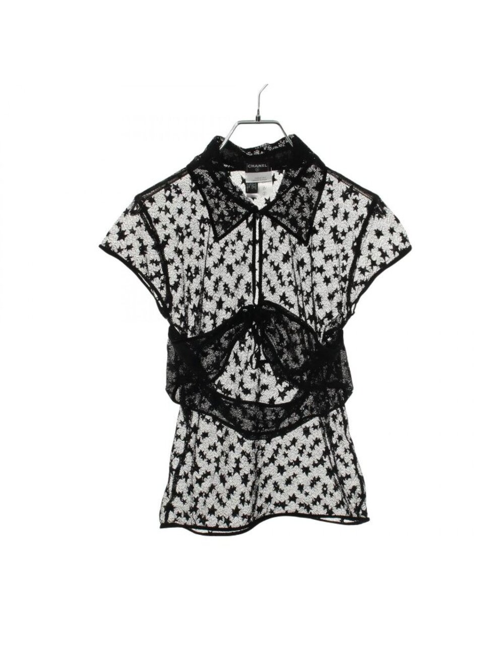 Chanel Blouse Lace Short Sleeve Black
